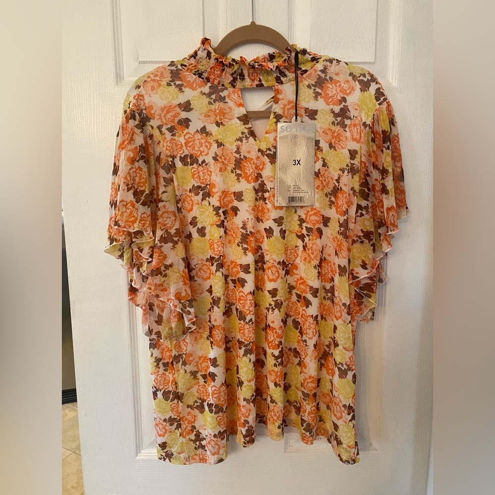 So It Is Floral Blouse 3X NWT
